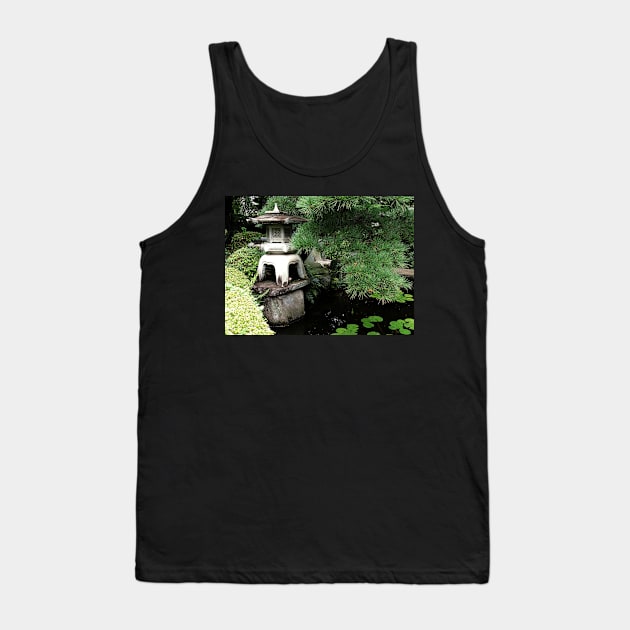 Stone Lantern and Japanese Garden Pond Tank Top by kansaikate